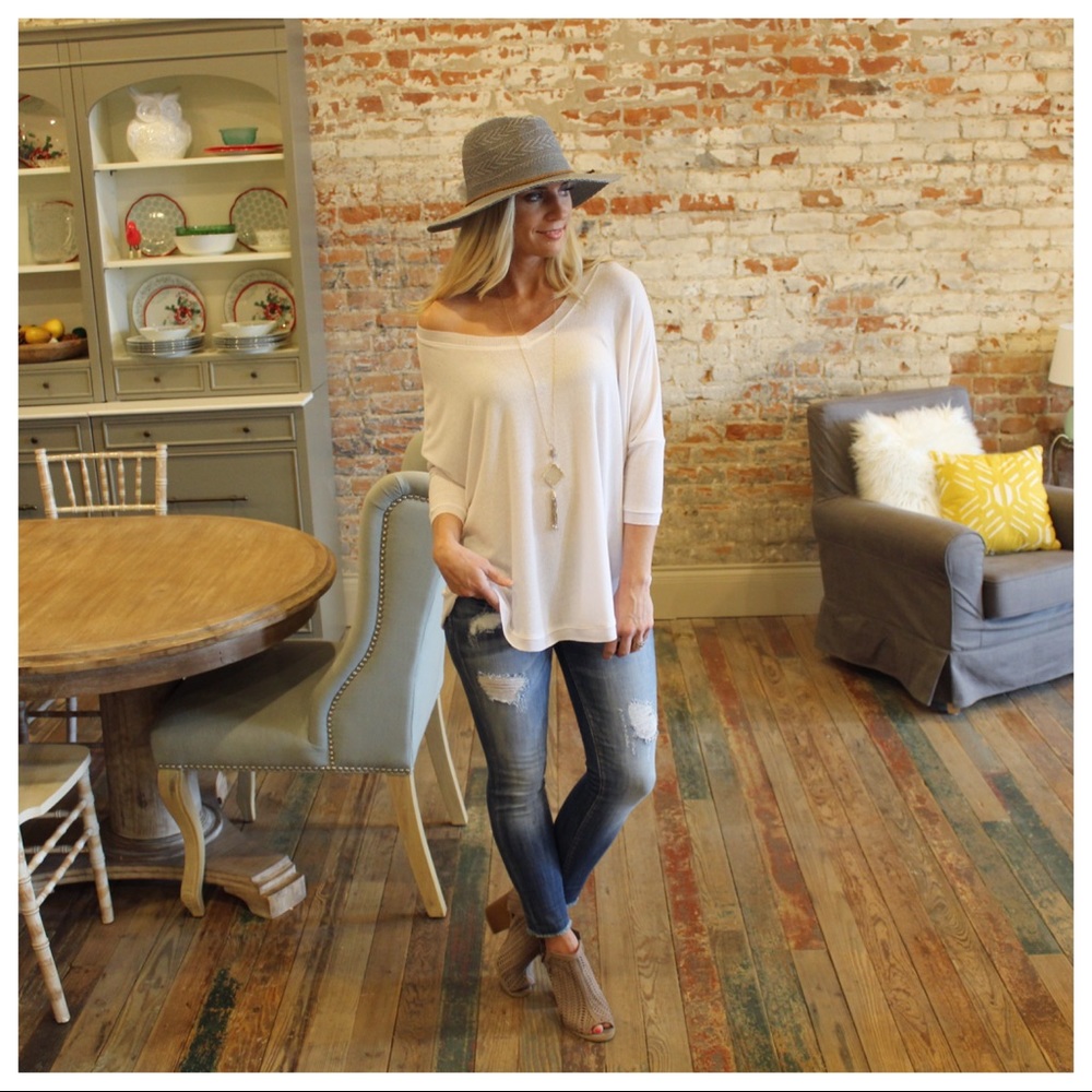 ✨LAST✨Ivory Ribbed Knit Dolman Tunic - Picture 6 of 7